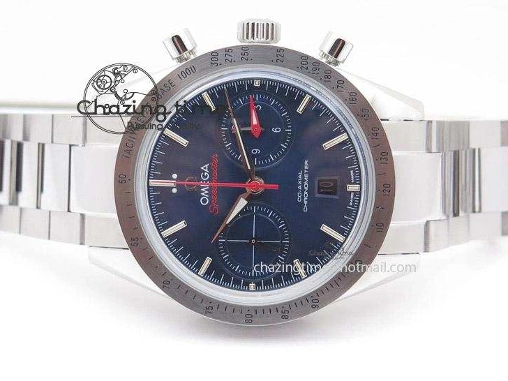0518 Speedmaster ’57 SS Chrono AXF Best Edition Blue Dial on SS Bracelet A7750 (Free Leather Strap) StreetReady 8281
